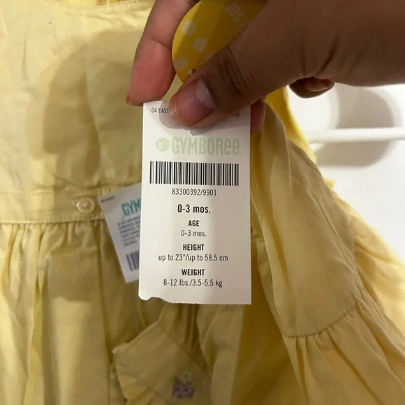 Vintage Gymboree Yellow Baby Dress with Floral Embroidery and matching hat - Picture 4 of 5